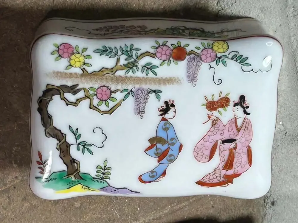 A Serene Scene of Japanese Ladies in Spring enjoying the outdoors are painted on